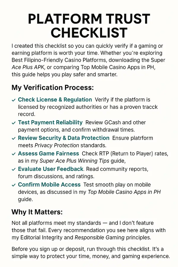 Platform Trust Checklist
